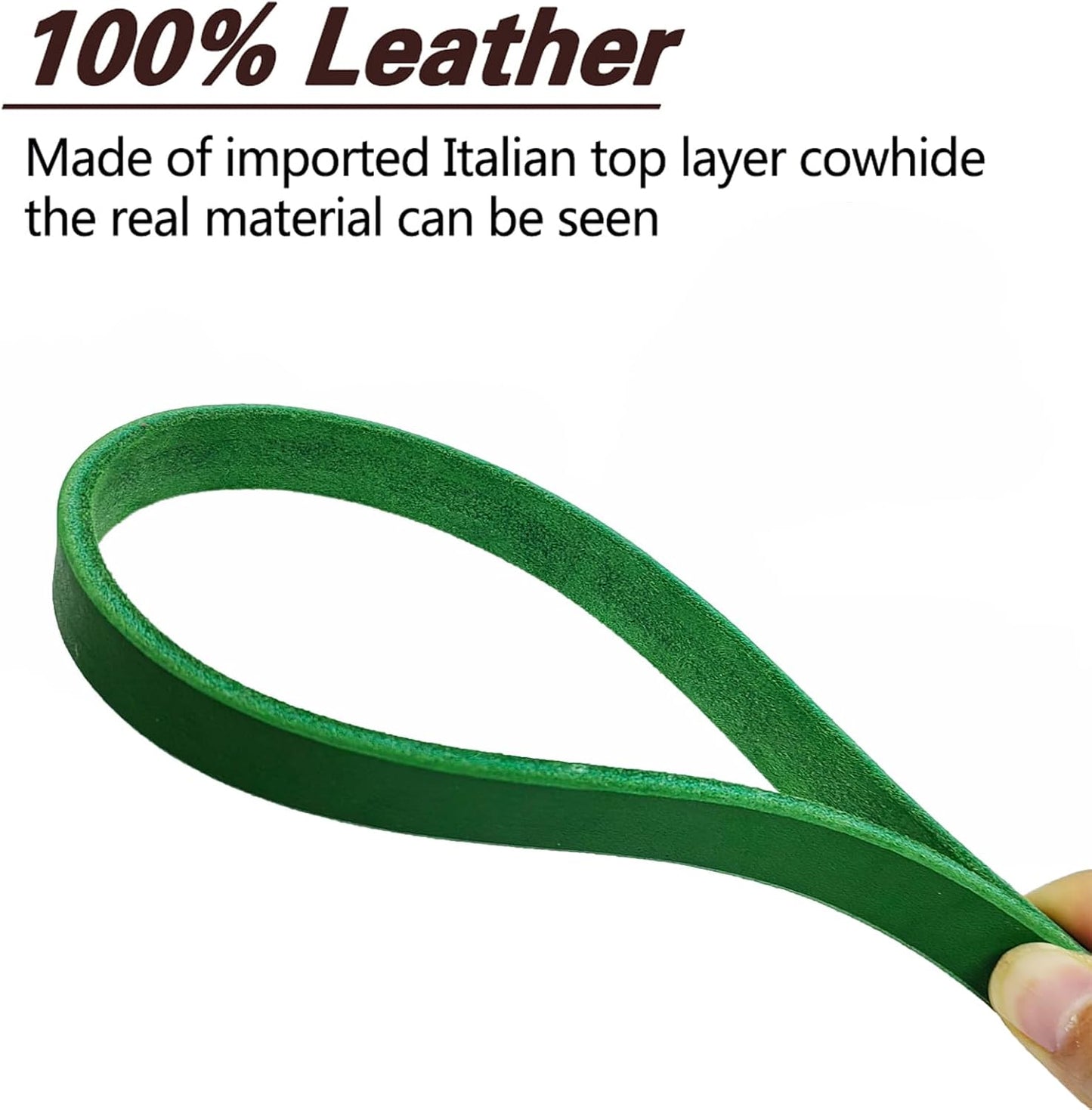 LWBMG Leather Dog Leash 6ft x 3/4 inch, Heavy Duty Dog Training Leash, Strong Sturdy Genuine Handmade Pet Leashes, Soft and Comfortable Leather Leashes for Large, Medium and Small Dogs Green