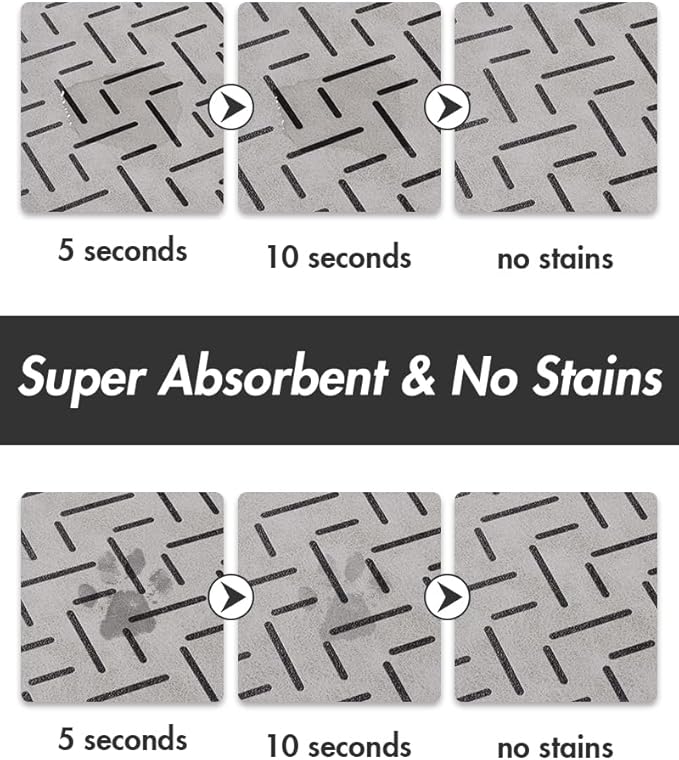 MontVoo-Absorbent Pet Feeding Mat-No Stains Quick Dry Dog Mat for Food and Water Bowl-Rubber Backing Dispenser Mat Accessories Supplies-Dog Bowl Messy Drinkers,Light Grey