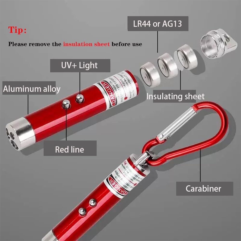 6PCS Mini Red Laser Pointer Cat Toy Interactive Training Tools White LED Torch Light Pet Supplies