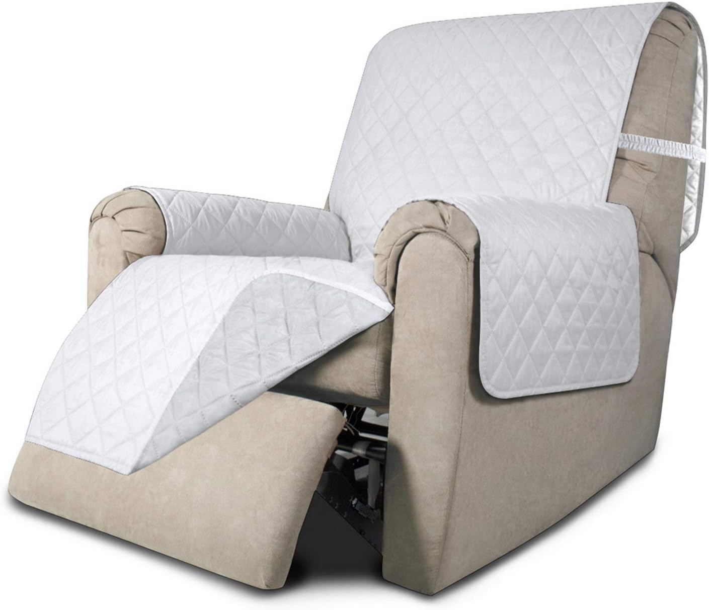 Easy-Going Recliner Sofa Slipcover Reversible Sofa Cover Water Resistant Couch Cover Furniture Protector with Elastic Straps for Pets Kids Children Dog Cat (Recliner, White/White)