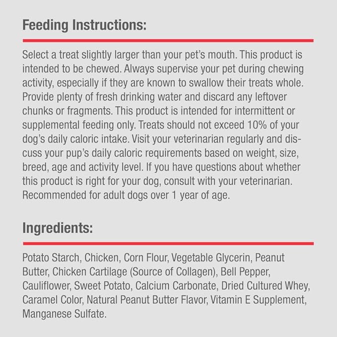 DreamBone CollaYUMS Knots Plus Collagen Chews for Dogs, 8 Count, Treat Your Dog to Rawhide-Free Chews Made with Chicken, Vegetables and Peanut Butter