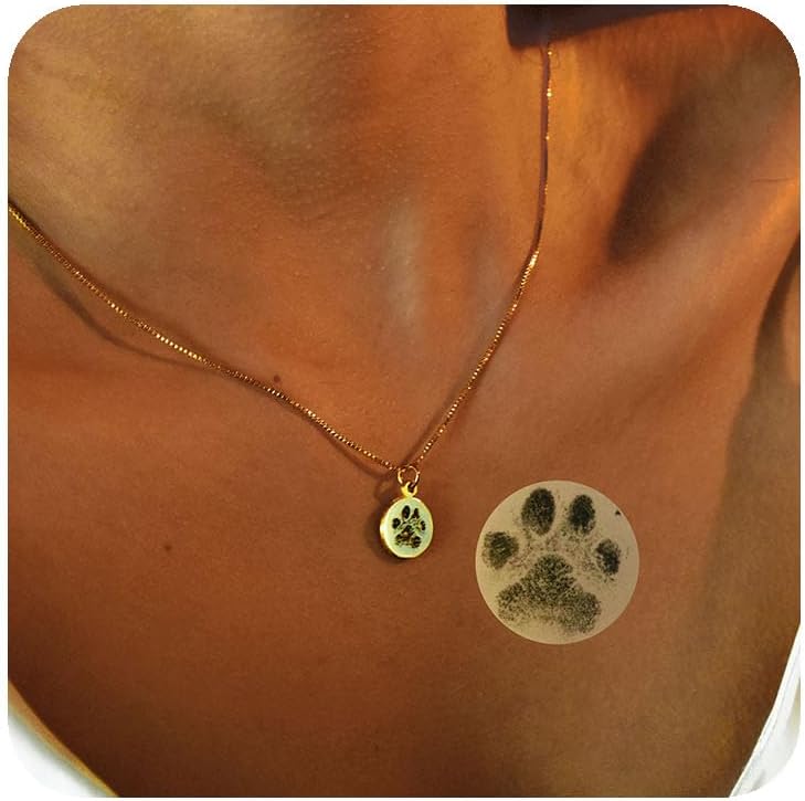 Customized Paw Print Necklace Personalized Pet Name Necklace Custom Engraved Dog Cat Paw Pendant Necklace Pet Memorial Gift for Pet Lovers