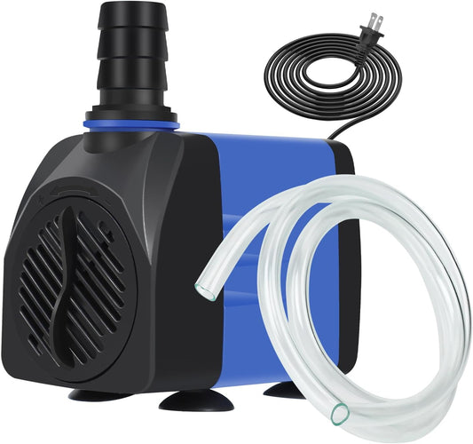 AQUANEAT Fountain Pump, 480 GPH Submersible Water Pump with 5 ft Tubing, for Aquarium Fish Tank, Pet Water Fountain, Hydroponics, Pond Waterfall