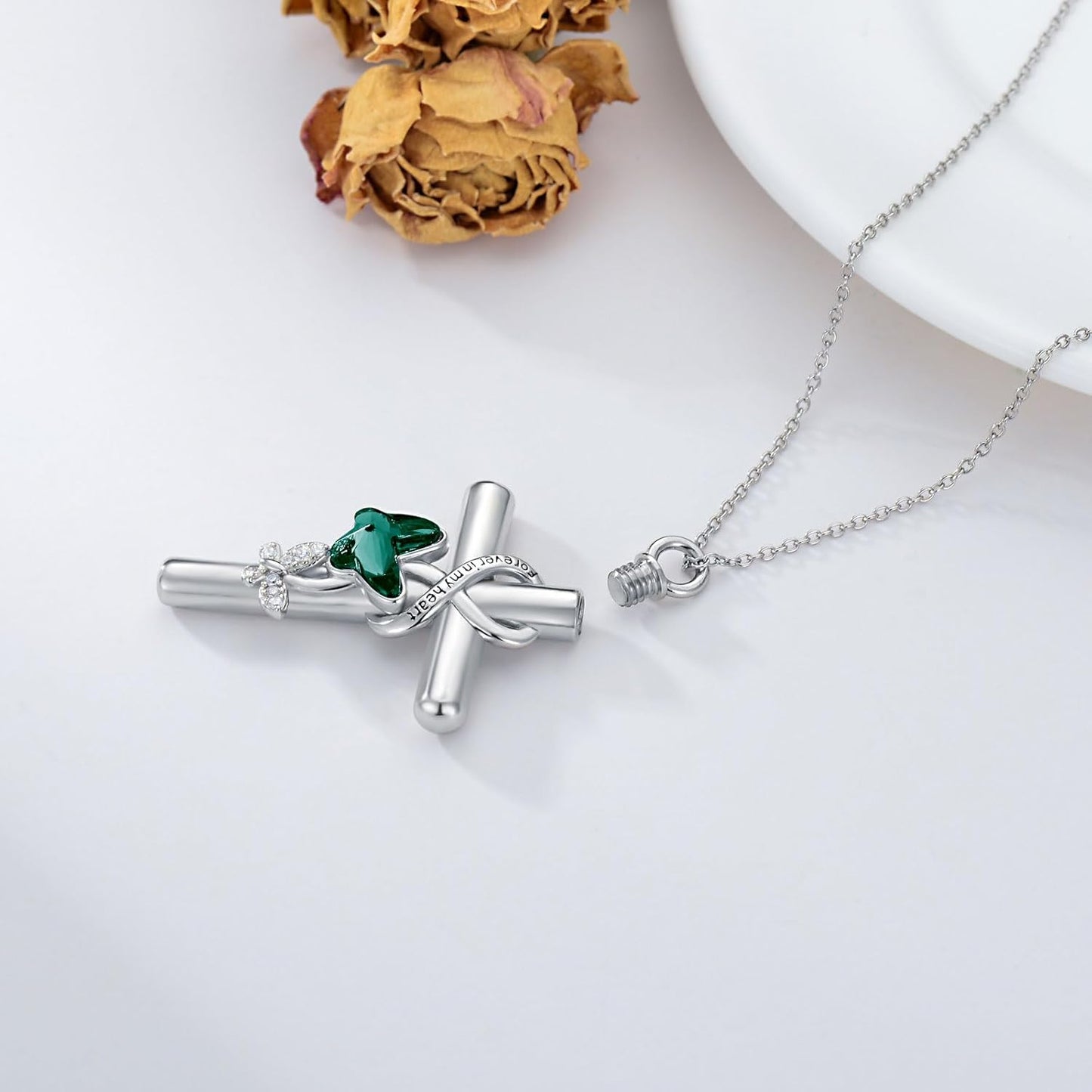 Cross Urn Necklace for Ashes 925 Sterling Silver Cremation Jewelry with Funnel Filler Kit Ashes Necklace for Human Women Girl Pets