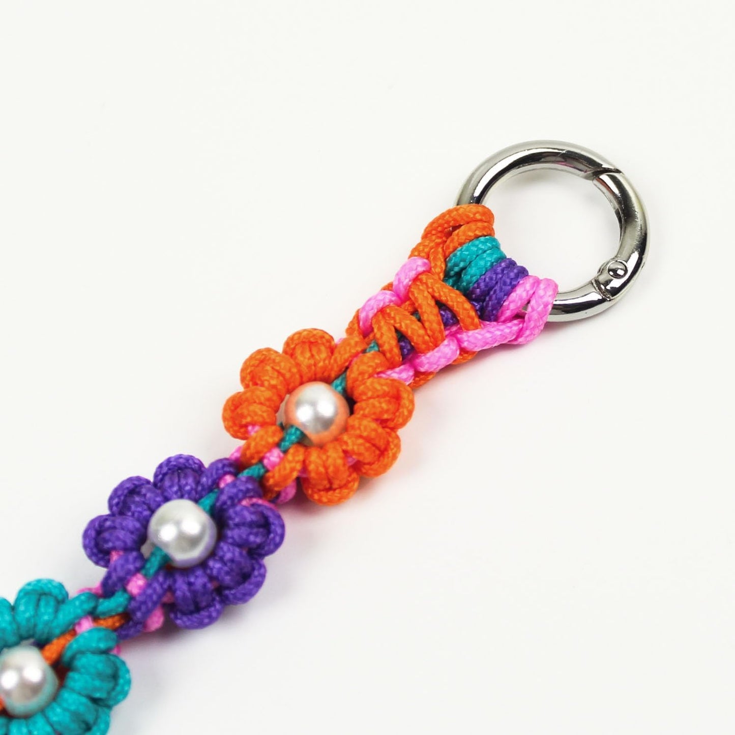 Cute Handmade Paracord Dog Collar – Unique Hand-Braided Colorful Flower Design Pet Accessory for Medium Large Dogs Fit 22-26" Size L