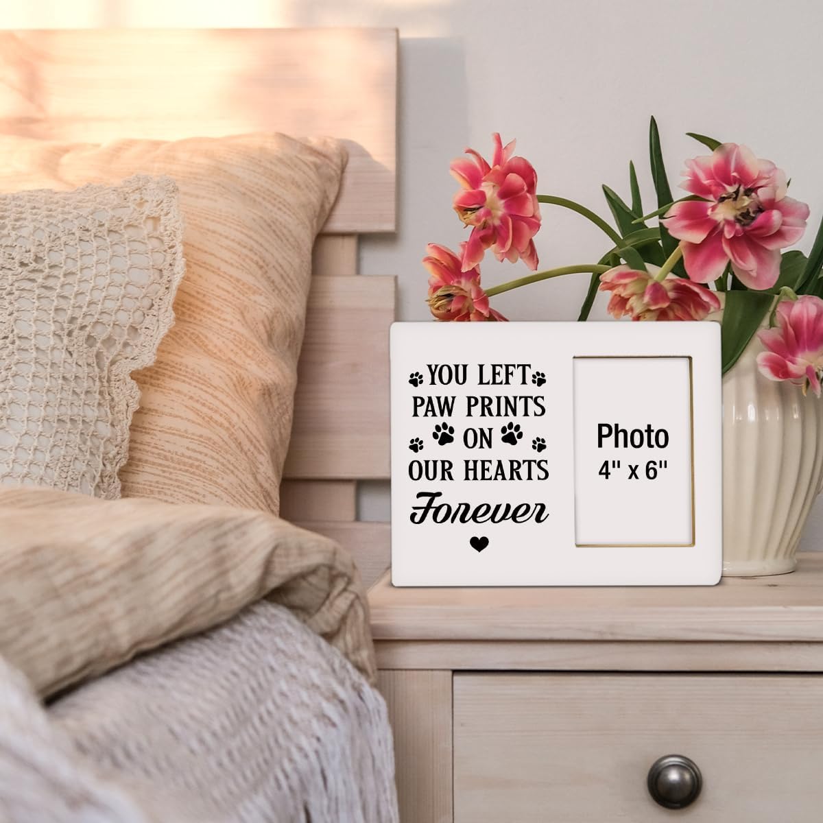 Pet Memorial Gift Photo Frame, Dog Memorial Gifts for Loss of Dog, Sympathy Gifts for Dogs, Cat Pet Bereavement Remembrance Gift Wooden Picture Frames, Photo 4 x 6 Inches