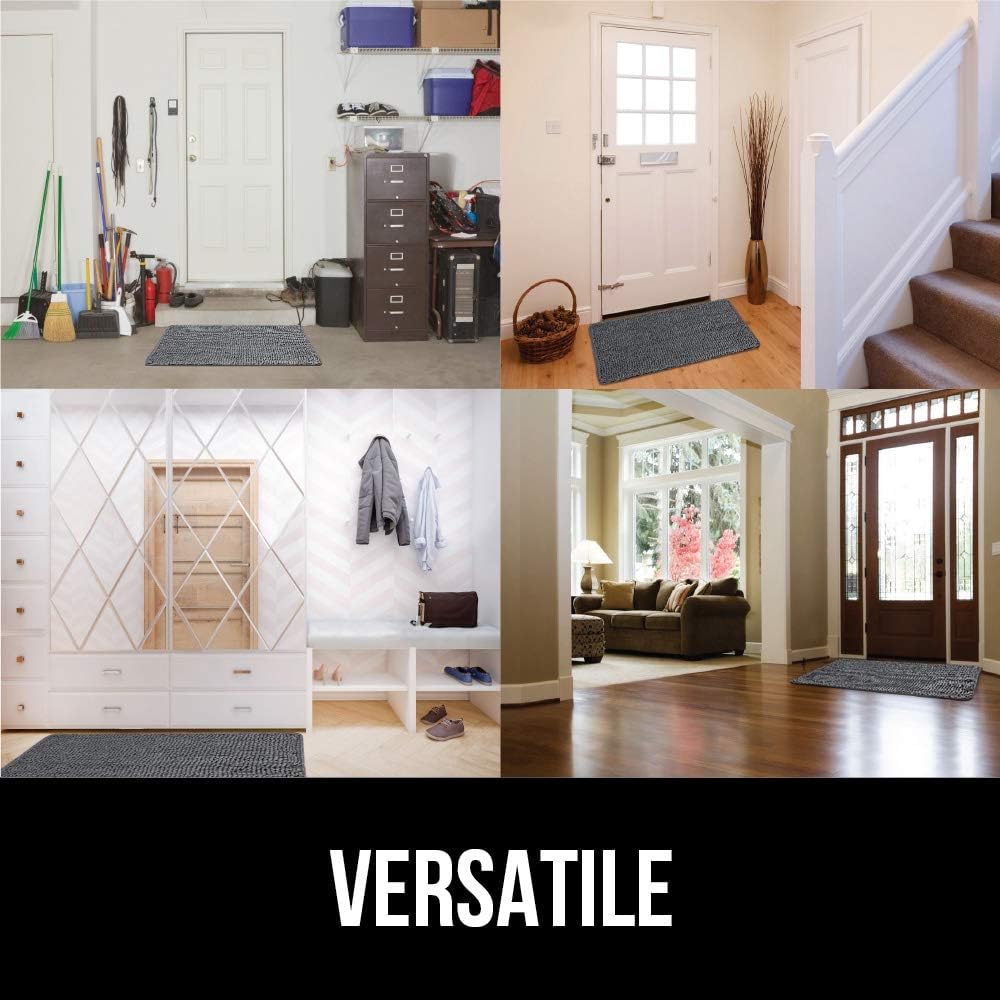 GORILLA GRIP Dog Doormat, Absorbent Doormats for Muddy Dogs Paws, 36x24 Machine Washable Soakstopper Rugs, Cleaner Floors, US Designed Pet Bed Door Mat, Indoor Entrance Pets Rug, Charcoal