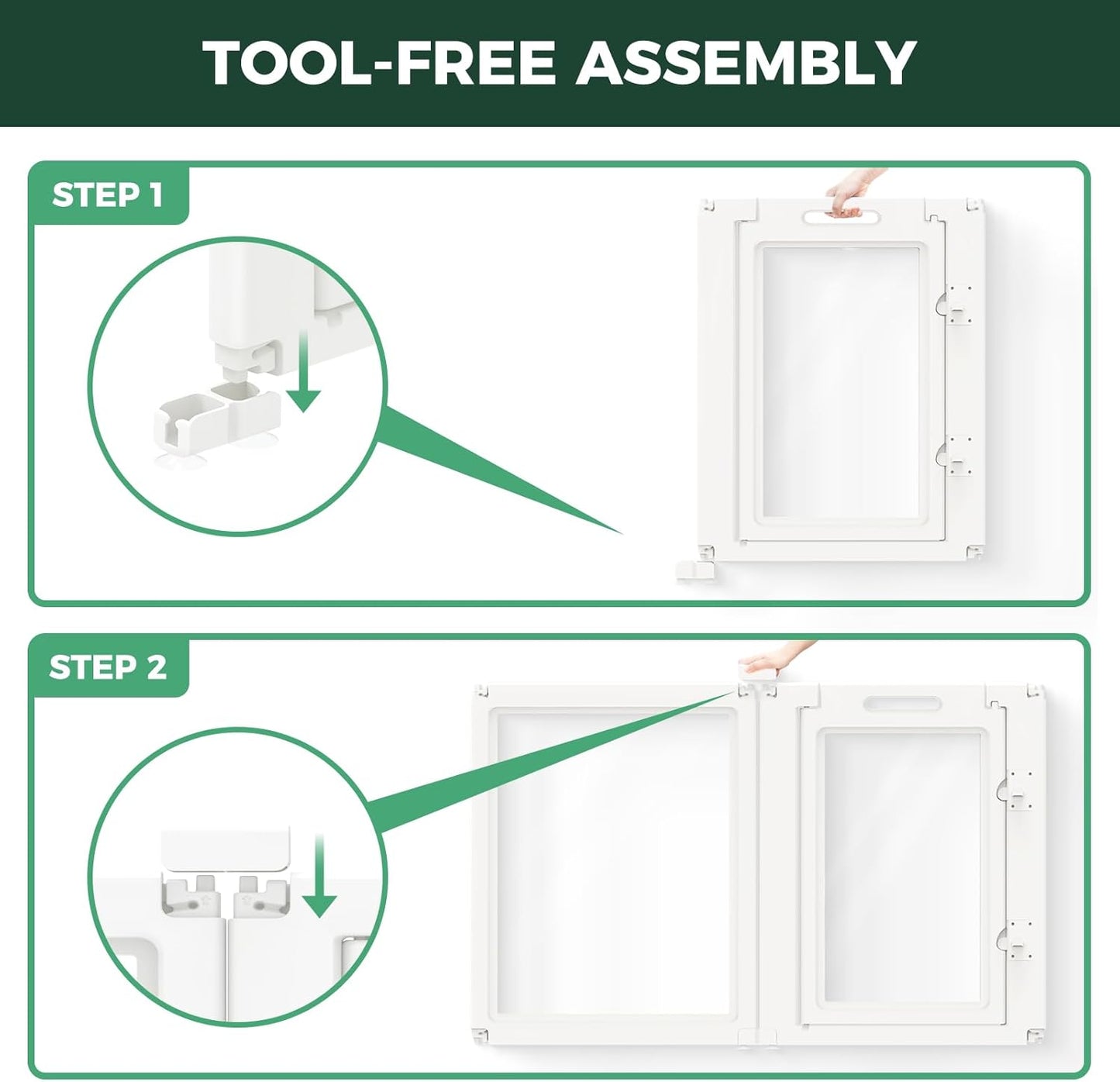 FXW AuraSpace Acrylic Indoor Dog Playpen for Medium Dogs, 35 Inch, 6 Panels, White