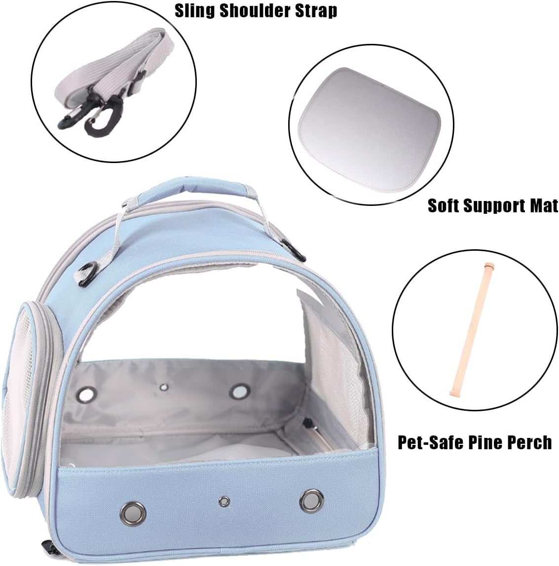 Bird Travel Carrier, Portable Small Bird Parrot Parakeet Carrier with Standing Perch, Side Access Window Collapsible