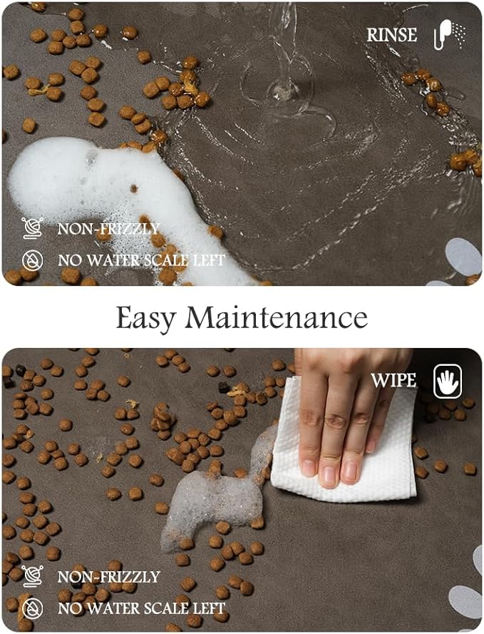 Pet Feeding Mat-Absorbent Dog Mat for Food and Water Bowl-No Stains Quick Dry Water Dispenser Mat-Dog Accessories Pet Supplies-Bowl for Messy Drinkers（Brown,16"x24"