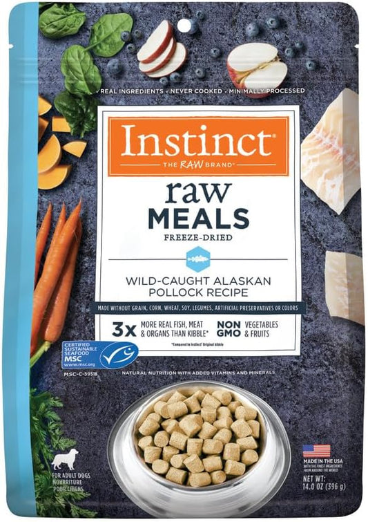 Instinct Freeze Dried Raw Meals, Natural Dry Dog Food, Grain Free - Wild Caught Pollock, 14 oz. Bag