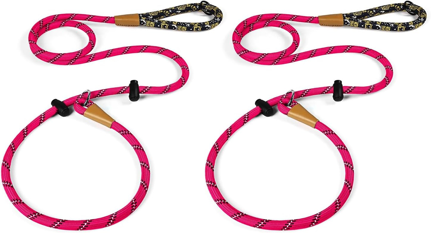 lynxking Slip Lead Dog Leash Reflective, Heavy Duty Comfortable Strong Rope for Large Medium Small Dogs No Pull Pet Training (Pink, 2PCS Large 1/2in x 6ft)