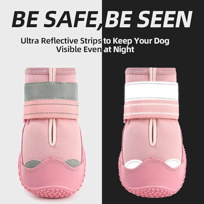 Dog Shoes for Small Dogs, Dog Boots & Paw Protectors for Hardwood Floors, Outdoor Dog Booties for Hot Pavement Winter Snow Hiking, Waterproof Dog Shoes with Reflective Strips Size 2