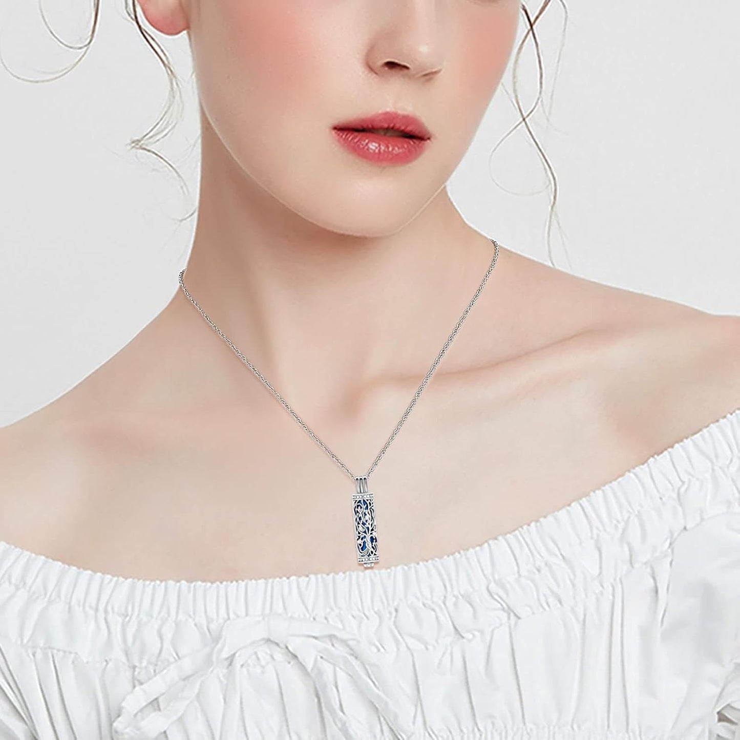 shajwo Cylinder Cremation Jewelry Tree of Life Urn Ashes Necklace for Women Men Vial Cremation Ash Pendant Loved One Memorial Jewelry