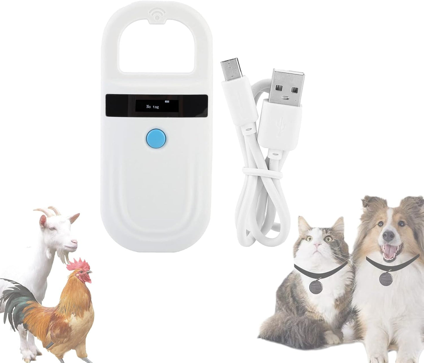 Gugxiom Pet Microchip Scanner, 134.2Khz/125Khz Pet Microchip Reader with OLED Display, Low Battery Alarm Animal Chip ID Scanner for FDX B(ISO11784/11785) and EMID microchips