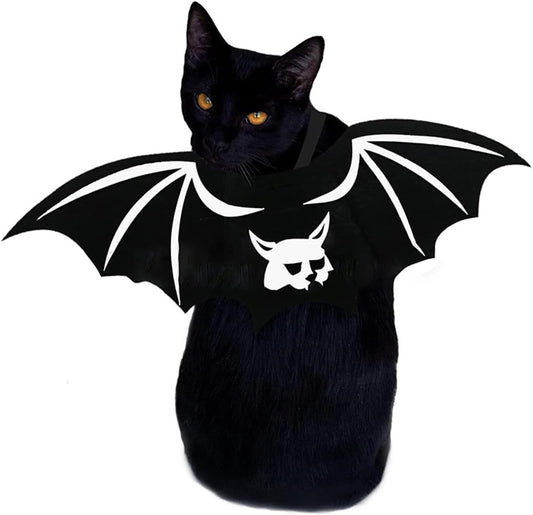 Pet Cat Bat Wings for Halloween Party Decoration, Dog Cosplay Bat Costume,Puppy and Cat Dress Up Accessories (White Ghost, Small)
