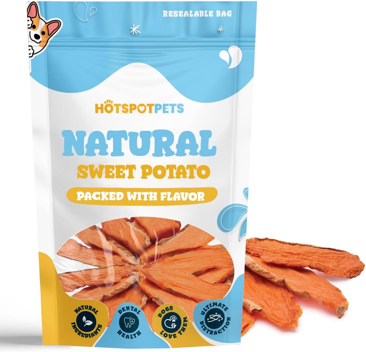 Dehydrated Sweet Potato Dog Treats - 1lb All-Natural, High Protein, Low Fat - Slow Roasted Oven Baked A Healthy Rawhide Alternative Dog Chews - Training & Treats