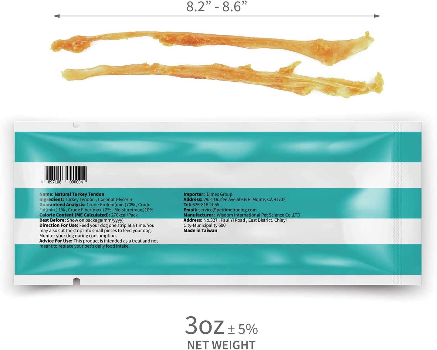 PAPILUX Turkey Tendon for Dogs, Hypoallergenic, All Natural Easily Digest Dog Chew Treat