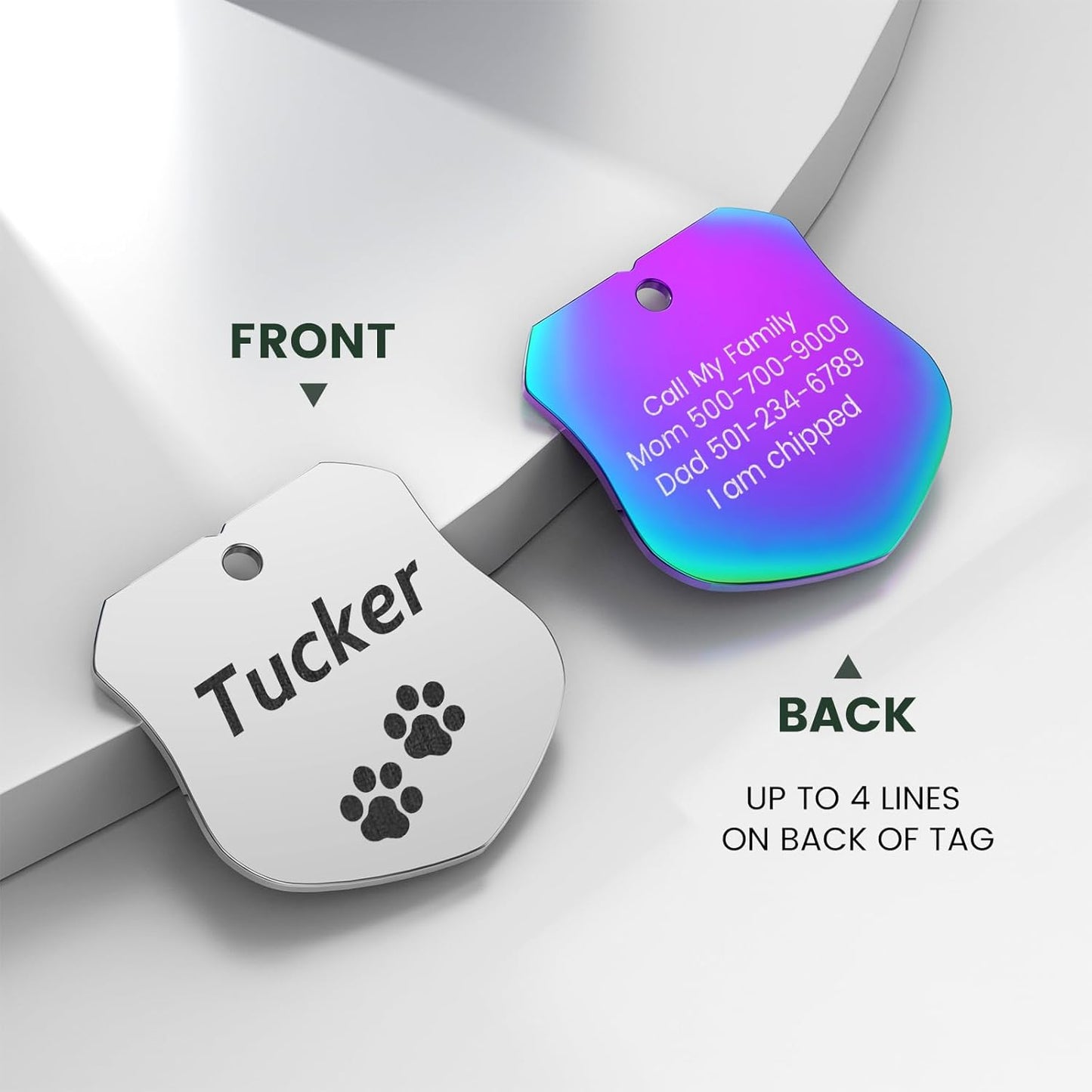 Dog Tags Engraved for Pets - YEHANTI Personalized Dog Tags with Lovely Icons, Durable Stainless Steel Pet ID Tags for Small Large Dogs Cats, Custom Dog Name Tags Engraved on Both Sides (Badge)