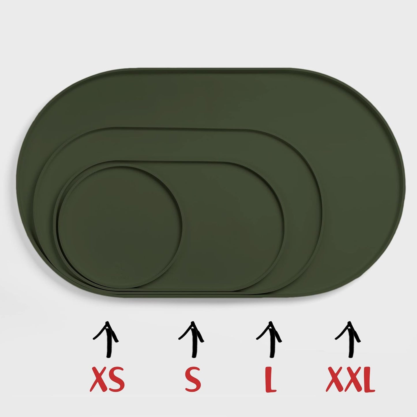 DogBuddy Dog Food Mat - Waterproof Dog Bowl Mat, Silicone Pet Mat for Food and Water Bowls, Nonslip Pet Feeding Mat with Edges, Dogs Food Mats for Floors, Puppy Supplies (Small, Khaki Green)