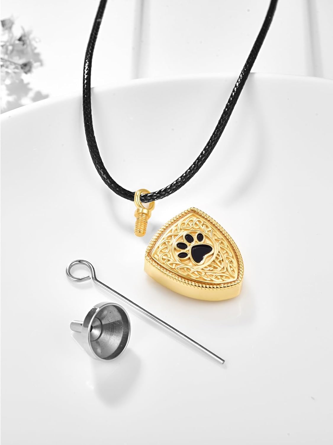 Dreamboat Pet Urn Necklace for Dog Cat Ashes 925 Sterling Silver Paw Print Cremation Keepsake Pendant Celtic Knot Memorial Jewelry Gifts for Women Men