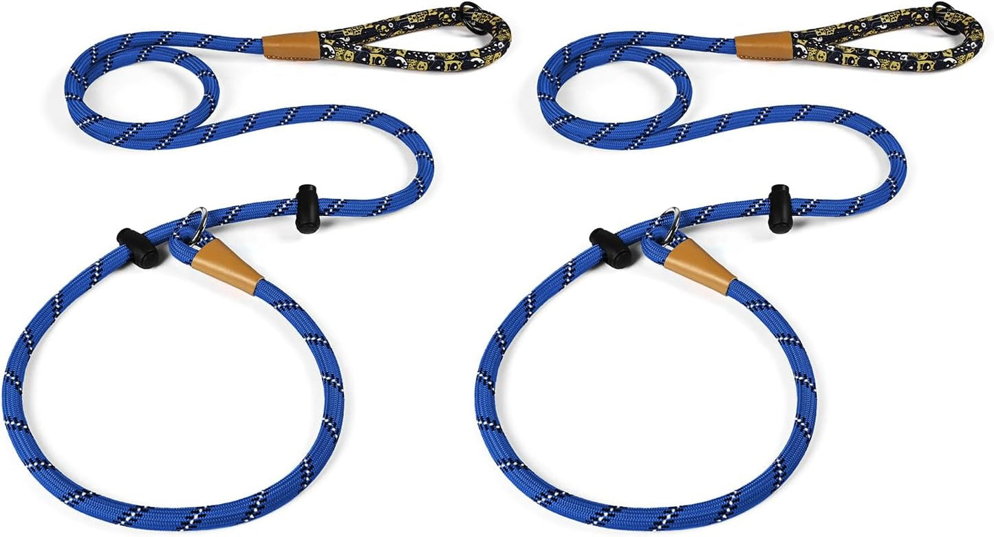 lynxking Slip Lead Dog Leash Reflective, Heavy Duty Comfortable Strong Rope for Large Medium Small Dogs No Pull Pet Training (Blue, 2PCS Large 1/2in x 6ft)