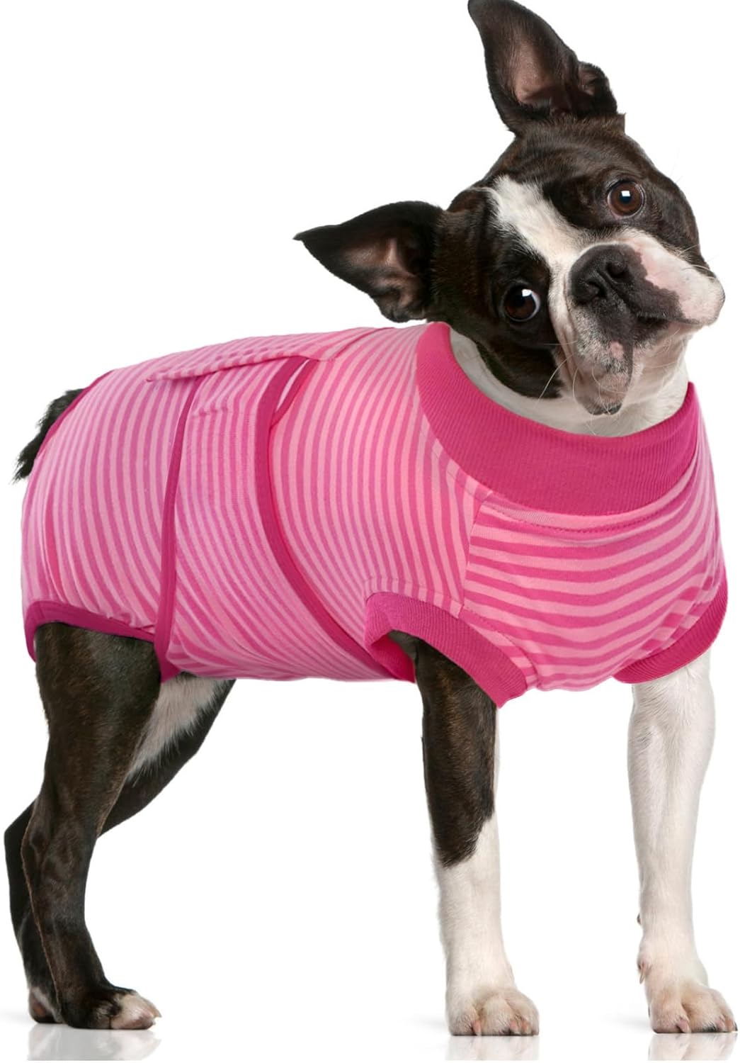 FUAMEY Recovery Suit for Dogs After Surgery,Soft Breathable Dog Bodysuit E-Collar & Cone Alternative Surgical Suit,Male Female Dog Neuter Spay Suits Anti Licking Wounds Onesie Rose Stripes L