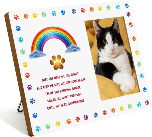 IAXIC Pet Cat Memorial Gifts for Loss of Cat Sympathy Gift Memorial Picture Frame, Pet Memory Picture Frame, Cat Frames For Pictures Memorial, Pet Cat Memorial Photo Frame