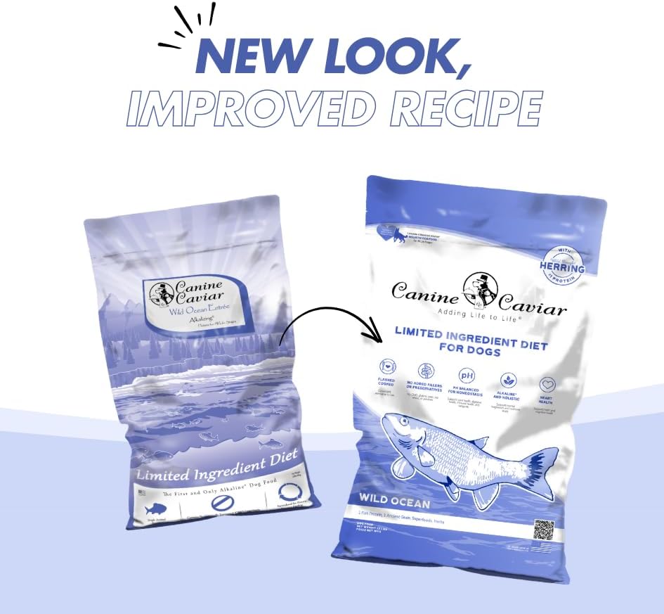 Canine Caviar - Wild Ocean: Herring & Teff Alkaline Dry Dog Food, Limited Ingredients, Gluten-Free, Based on Science & Research, Veterinary Alternative Diet (22 Pound Bag)