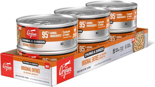 ORIJEN Chunks & Shreds Wet Cat Food Original Entrée 5.5oz Cans (6 Count)