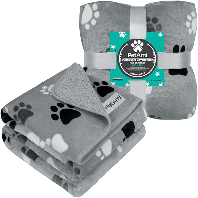 PetAmi Waterproof Dog Blanket for Medium & Large Dogs, Reversible Pee Proof for Puppy & Cat, Soft Washable Dog Crate Cover, 60x80 Gray