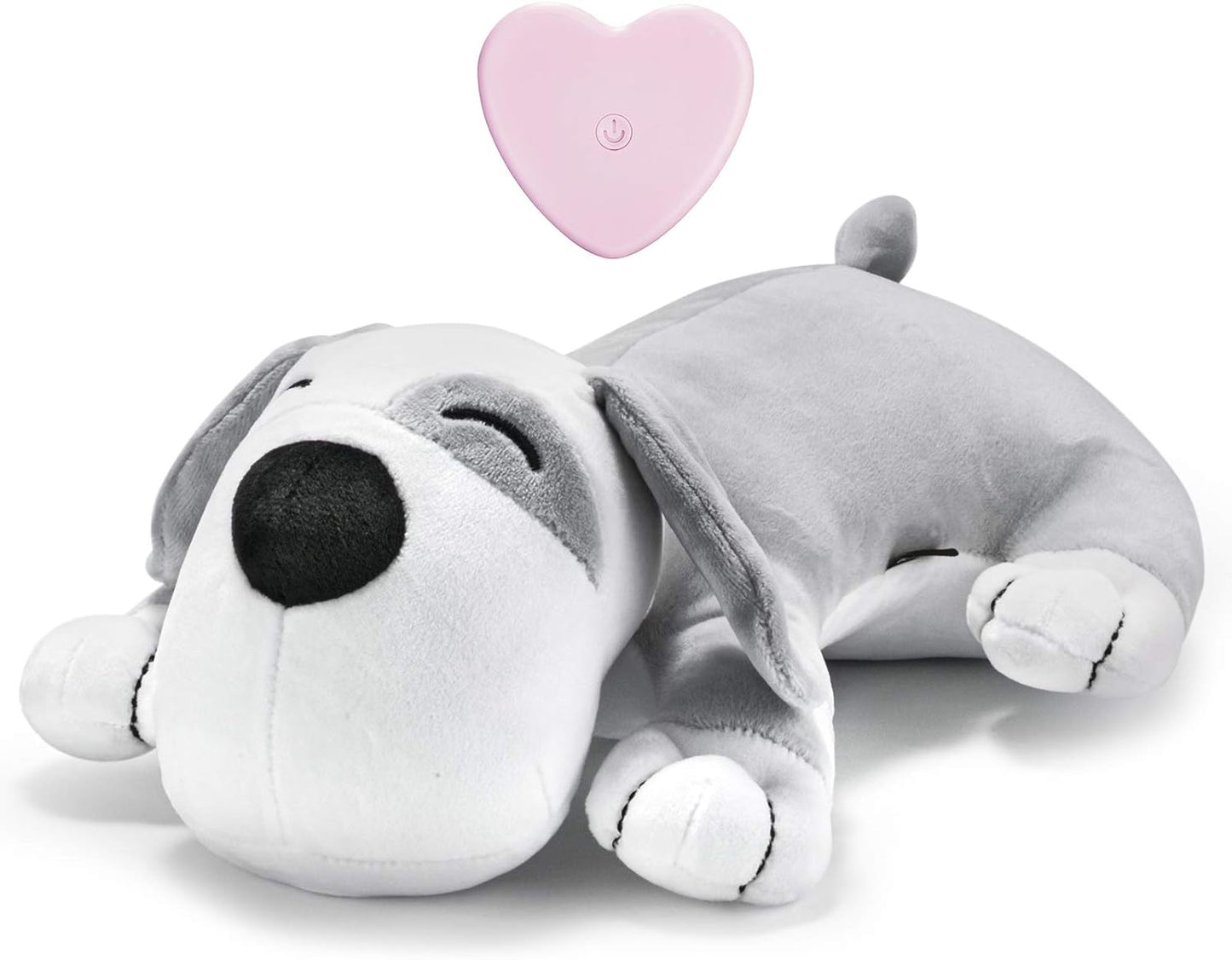 Heartbeat Dog Toy Puppy Toy Dog Anxiety Toy to Separate Relief for Pet Cuddle Soother Comfort Calming Create Training Sleep Aid Behavioral Aid Heartbeat Stuffed Animal, Grey