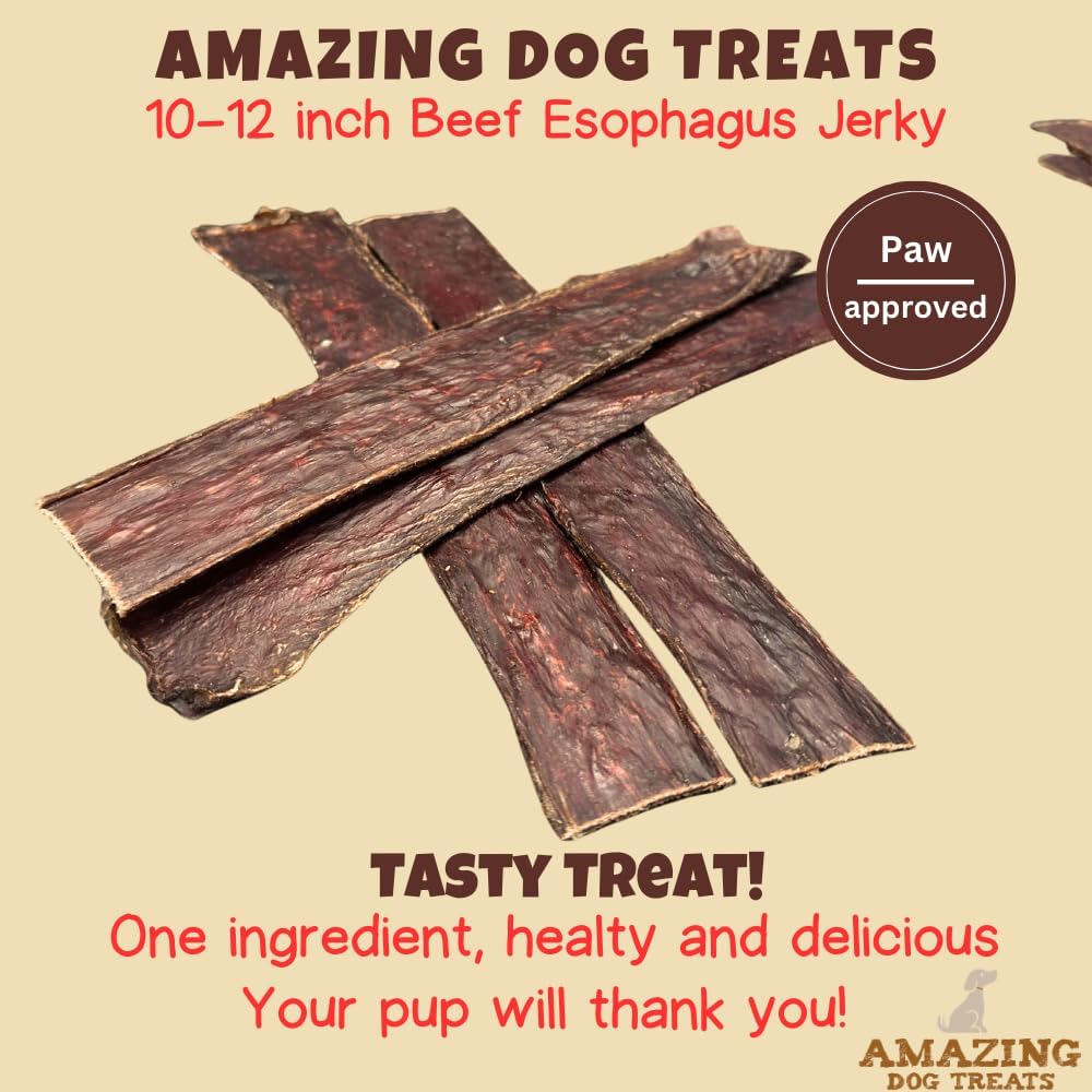 Amazing Dog Treats - Beef Esophagus Jerky for Dogs (10-12 Inch - 30 Pc/Pack) - Gullet Dog Chews