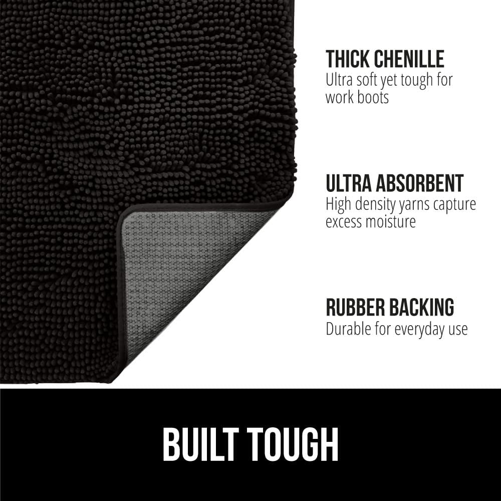 GORILLA GRIP Dog Doormat, Absorbent Doormats for Muddy Dogs Paws, Machine Washable Soakstopper Rugs, Cleaner Floors, US Designed Pet Bed Door Mat, Indoor Entrance Pets Rug, Mats 24x17 Black