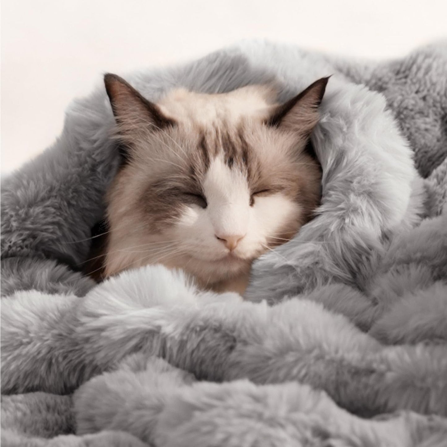 Cat Blanket for Indoor Cats Ultra Soft Plush Faux Fur Kitten Blankets Machine Washable Reversible Pet Throw Protector for Couch Furniture 21"X 18" Grey