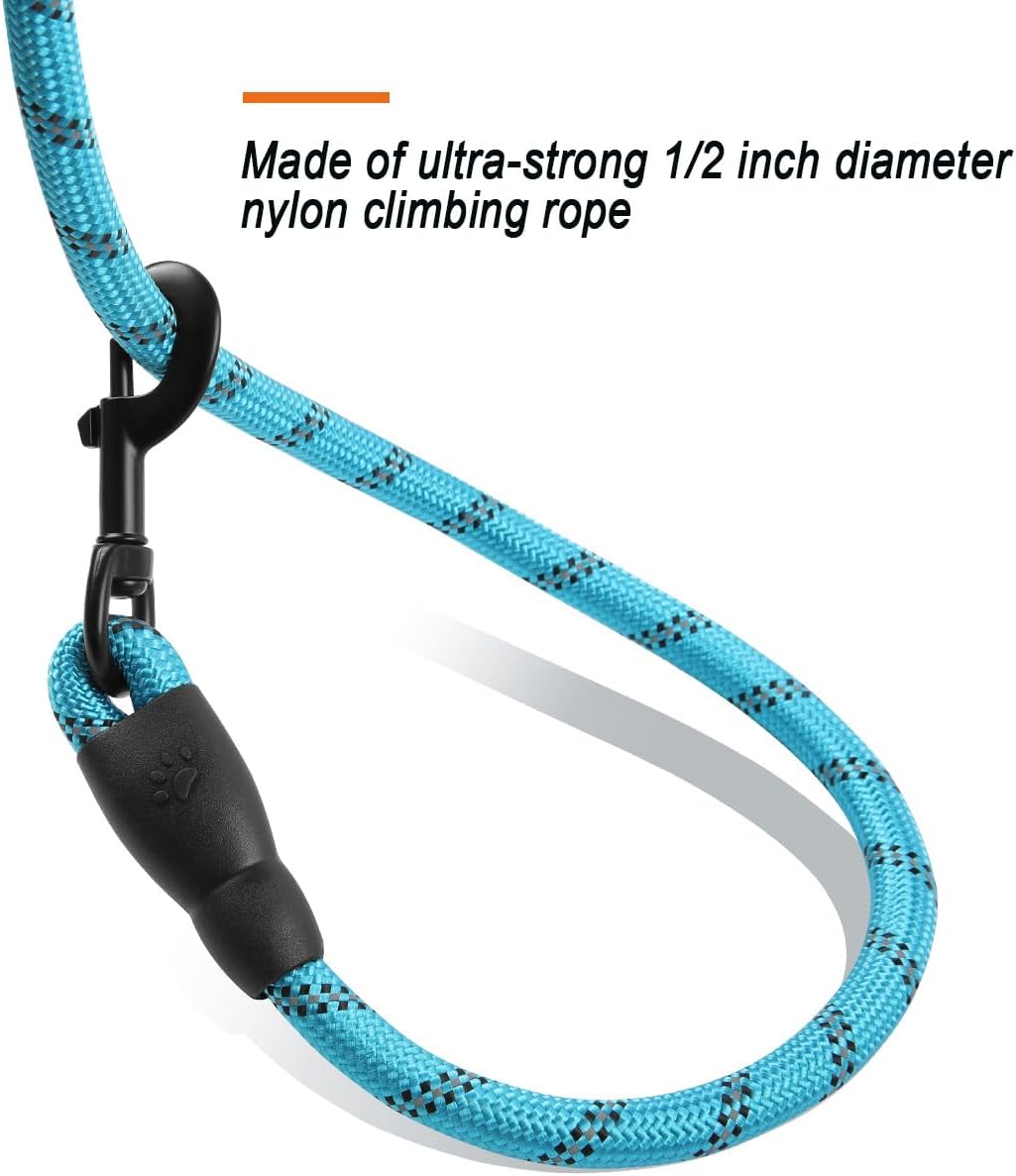 BARKBAY Dog Leashes for Large Dogs Heavy Duty Dog Leash 4/5/6 FT with Comfortable Padded Handle and Highly Reflective Threads for Medium Large Dogs Walking Training Running (6FT-1/2'',Blue)