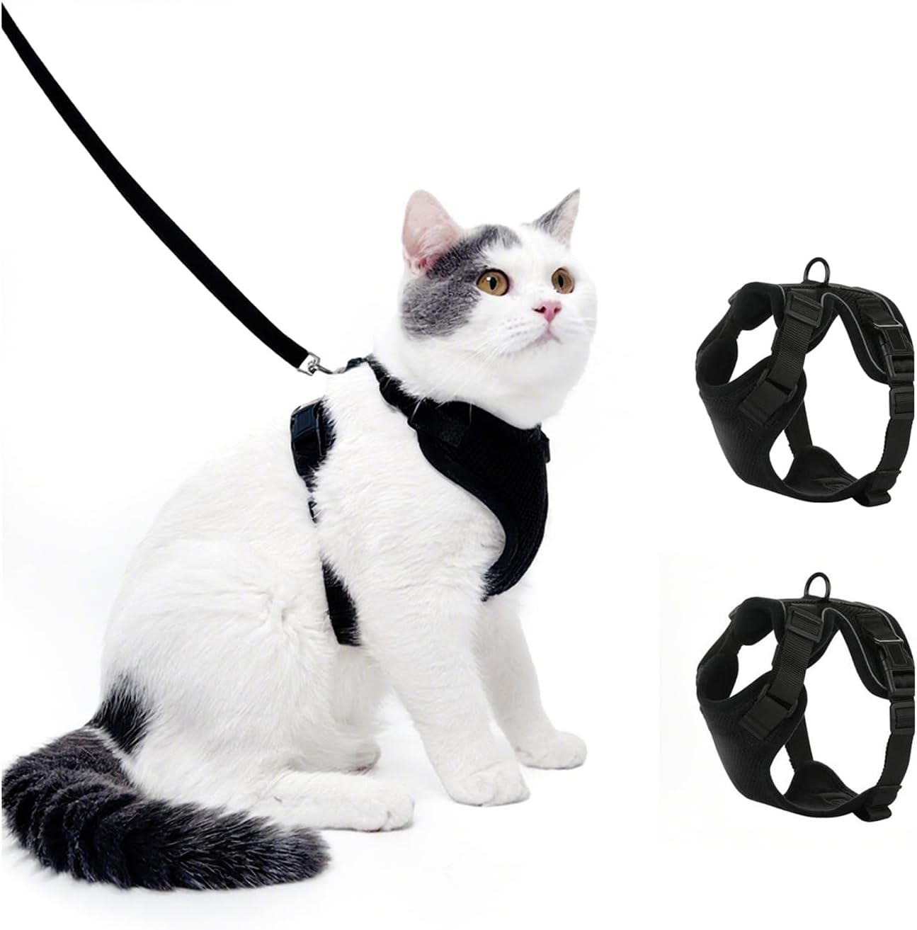 Luxelle 2 Pack Escape-Proof Cat Harness and Leash Set for Walking – Adjustable No Pull Soft Vest with Easy-Wear Buckle, Reflective Straps, Breathable Mesh – Outdoor Travel Harness for Cats & Kittens