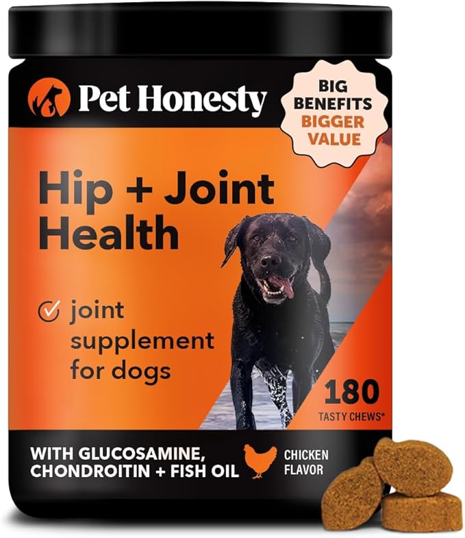 Hip & Joint Health - Glucosamine for Dogs Soft Chews, Joint Supplement for Dogs with Glucosamine Chondroitin, MSM, Turmeric, Joint Support + Mobility, May Reduce Occasional Discomfort (Chicken 180ct)
