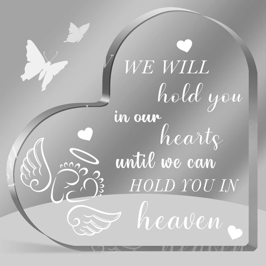 Miscarriage Gifts for Mothers, Miscarriage Condolence Gifts for Mothers, Memorial Bereavement Infant Gifts, Heart Acrylic Desk Sign, Memorial Bereavement Sympathy Gifts for Loss of Baby