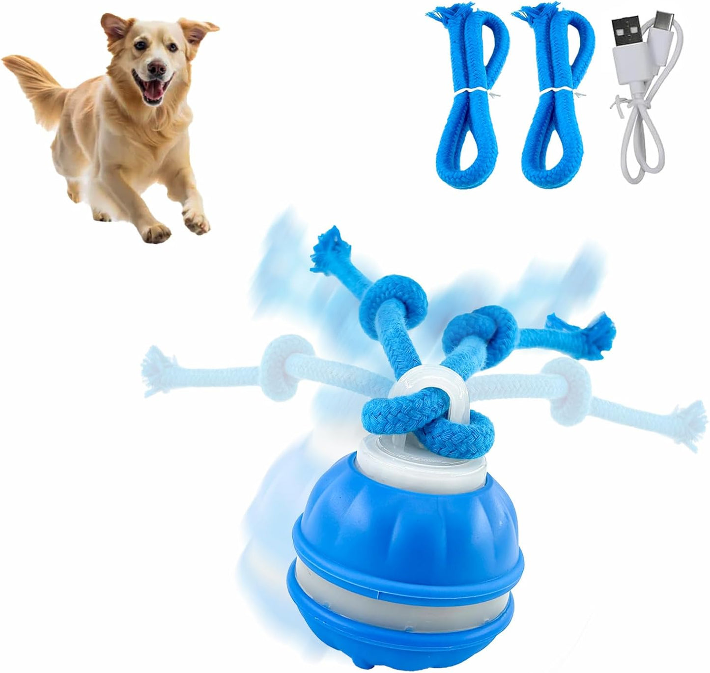 Interactive Dog Toys，Peppy Pet Ball for Dogs，Motion Activate Rolling Ball for Puppy/Medium Dogs，Active Rolling Dog Bal l Wicked Bal l for Daily Training, Dog Toys to Keep Them Busy (Blue)