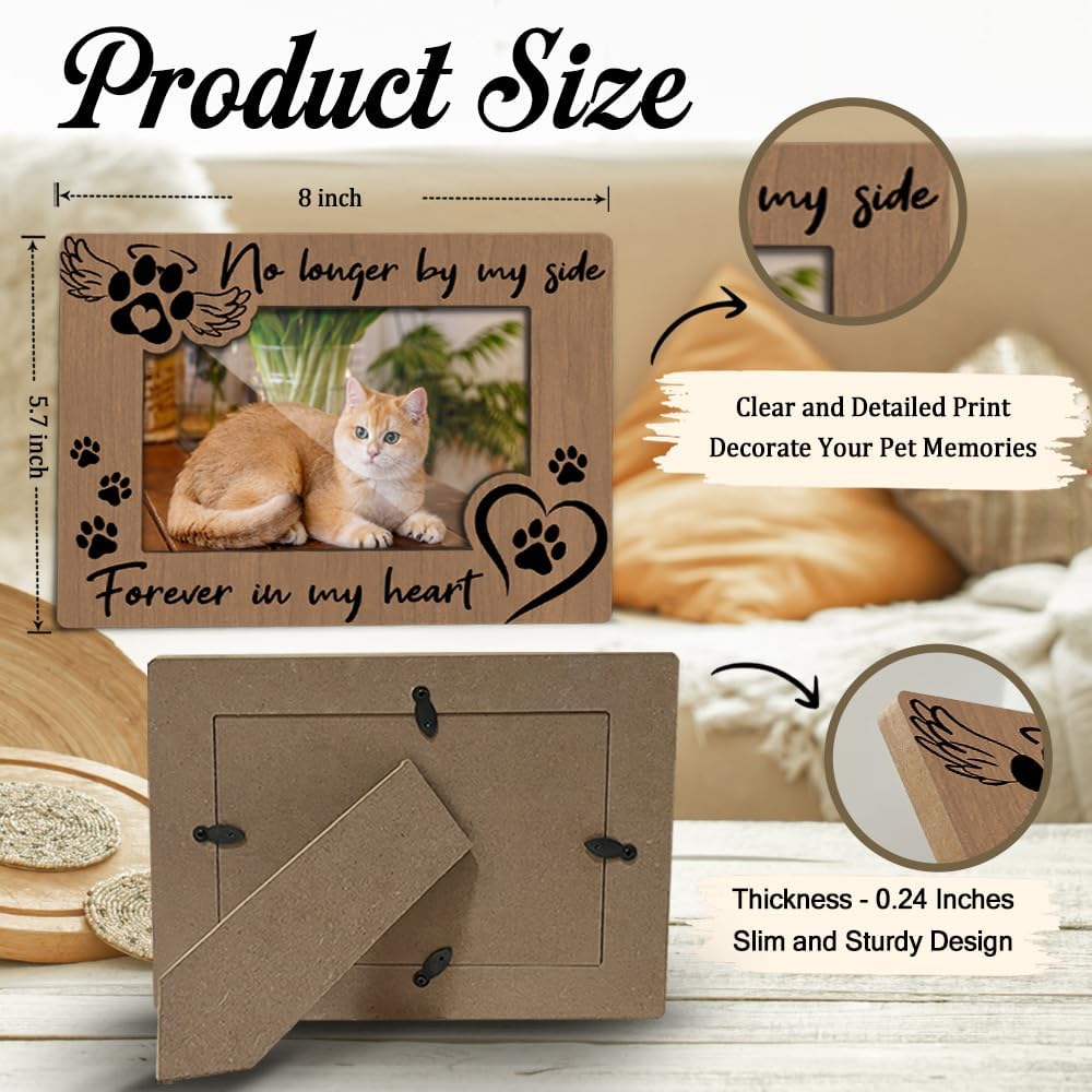 Cat Memorial Photo Frames Dog and Cat Loss Remembrance Gift Sympathy Keepsake for Pet Lovers Condolence Present for Pet Owner No Longer by my Side Forever in my Heart Picture Frames 4x6 Photo - YY005