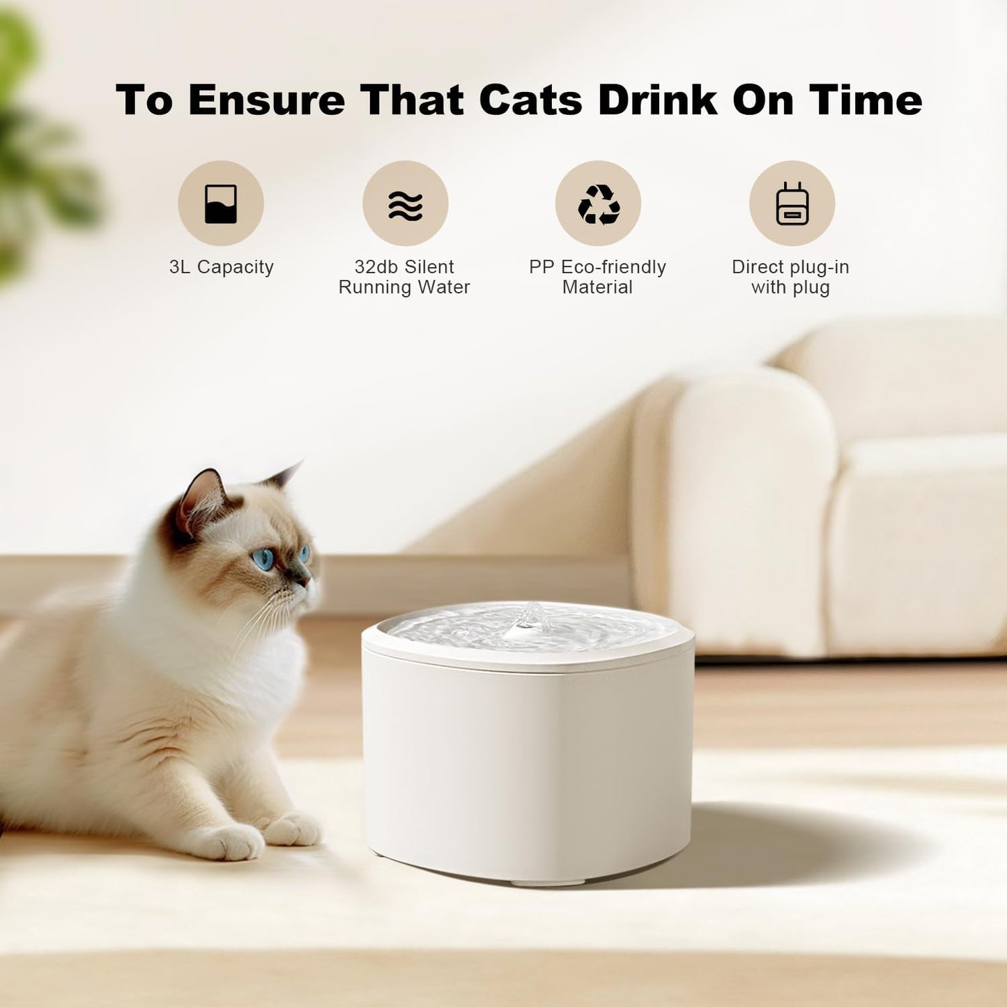 Automatic Cat Feeder & Water Dispenser, 4L Programmable Timed Cat Dry Food Dispenser with Dual Power, 3L Pet Fountain with Filter, 32dB Ultra-Quiet