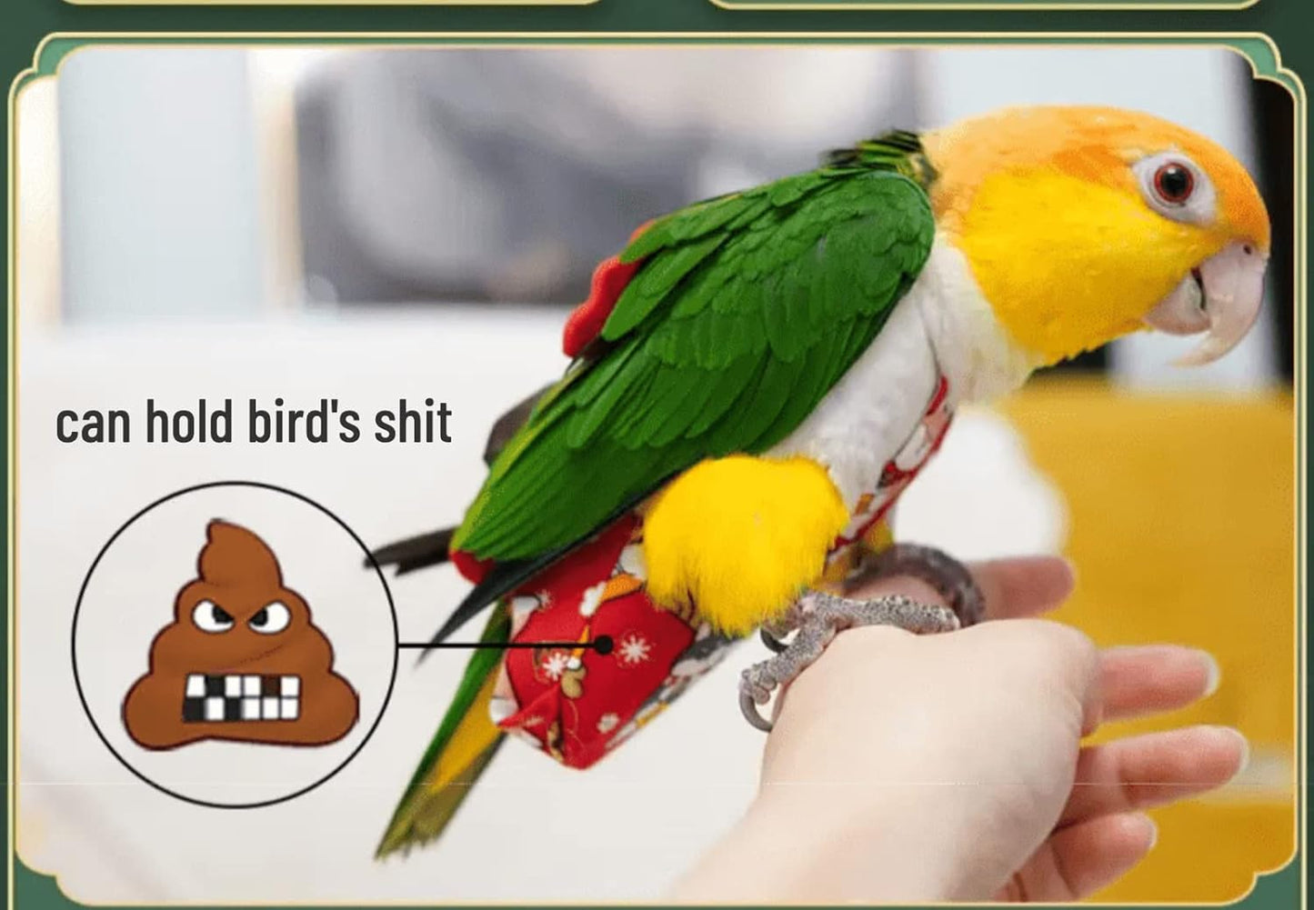 Bird Flight Suit Diapers for Monk Parakeets, Cockatiels - Parrot Clothes, Training Nappy Suit Liners (Small, Red-B)