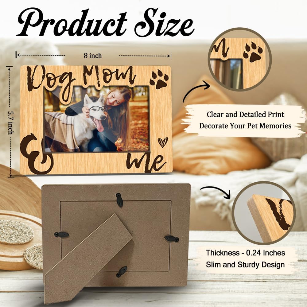 Dog Mom and Me Wooden Picture Frames Present for Dog Lover Pet Owner Women Girls Friends Puppy Memorial Keepsake Home Office Living Room Tabletop Decor Picture Picture Frames 4x6 Photo - YY017