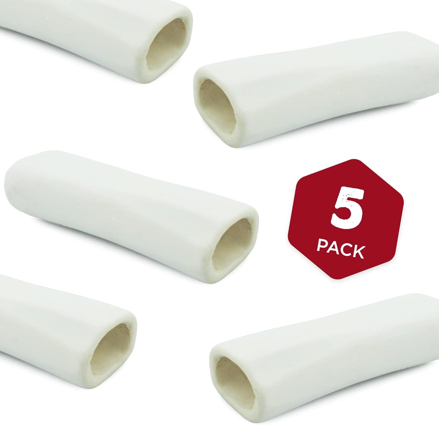 Best Bully Sticks 5-6 Inch Hollow Shin Bones for Dogs - 5 Count (Pack of 1) - Easily Digestible, Long-Lasting, Refillable Treat