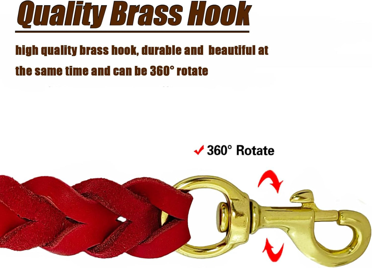 LWBMG Leather Dog Leash 6ft, Heavy Duty Dog Training Leash, Strong Durable Handmade Braided Pet Leashes, Soft and Comfortable Leather Leashes for Large, Medium Dogs Red