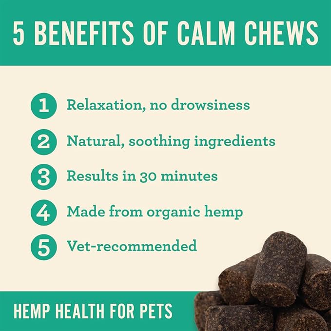 Organically Sourced Hemp Well Calm Dog Soft Chews - Anxiety Relief Treats for Dogs, Helps with Separation Anxiety and Travel, Melatonin and Hemp Dog Calming Chews (1 Pack (30 Chews))