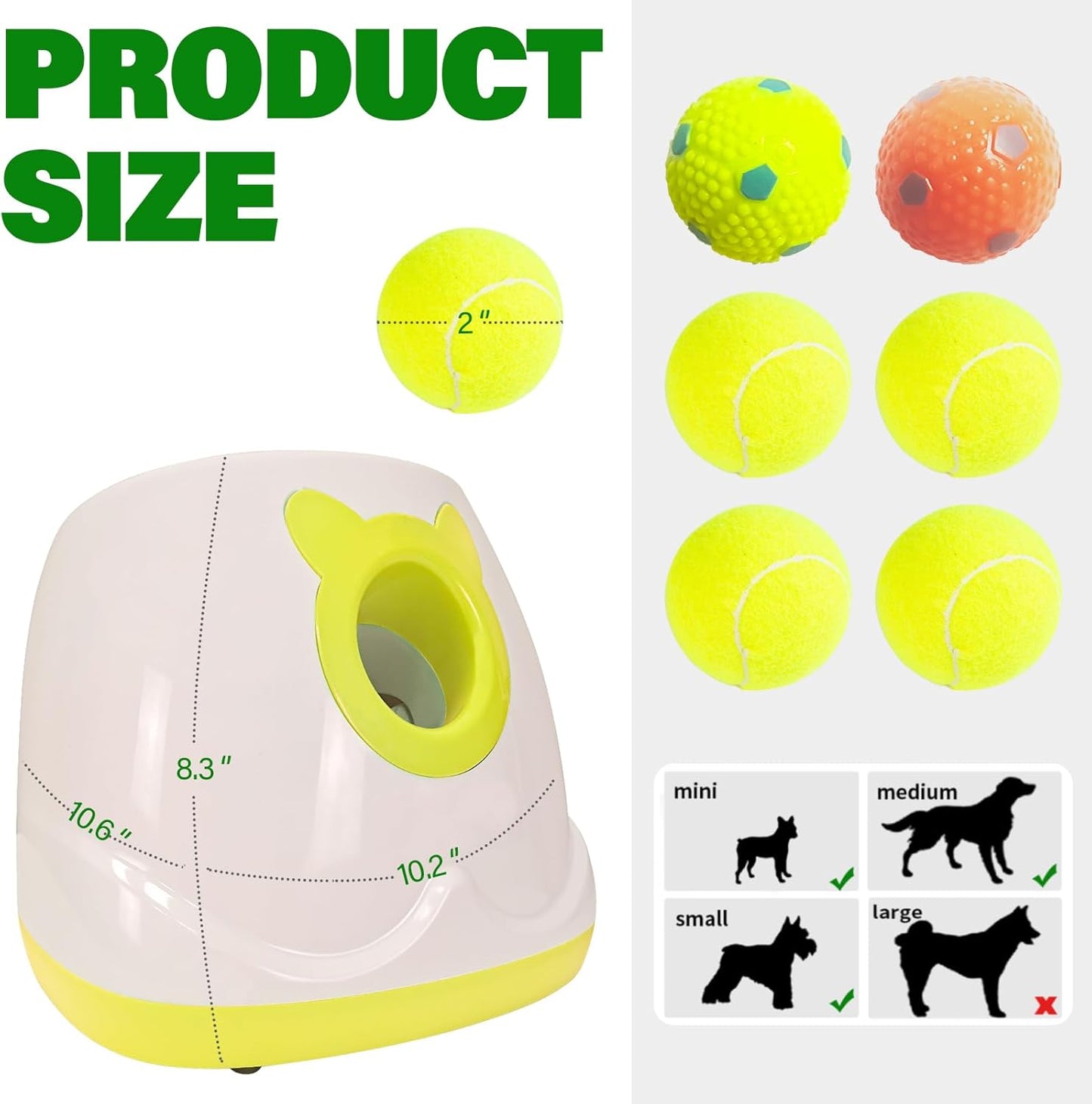 Dog Ball Throwing Machine for Small to Medium Sized Dogs, Dog Interactive Toy Pet Ball Launcher with Balls (Yellow with Remote Contro)