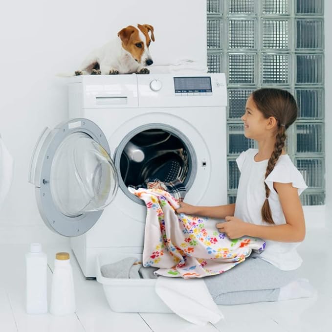 Comsmart Dog Blankets for Small Dogs, 6 Pack Puppy Blanket Cute Paw Print Pet Blanket for Dog, Puppy, Cat, Kitten, 39x35 inches, White