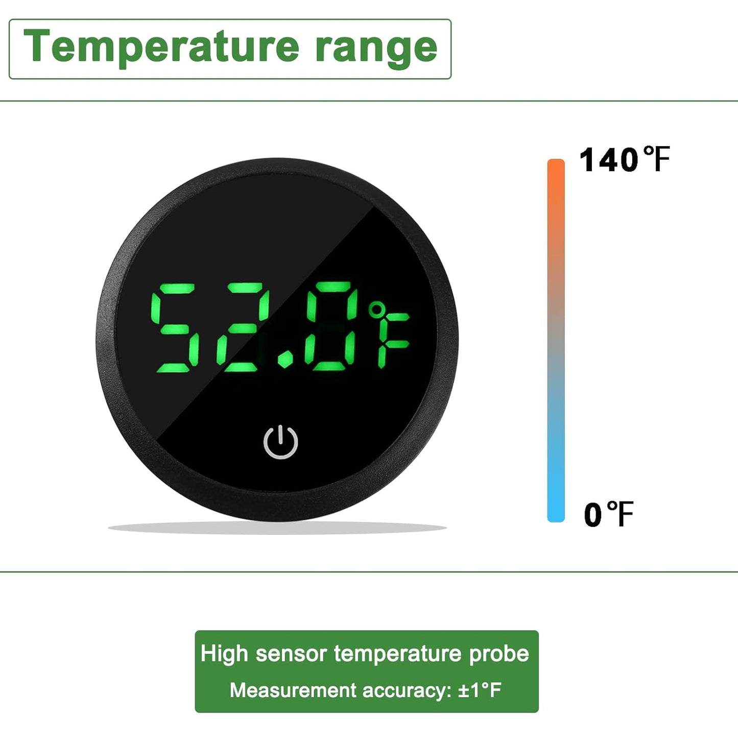 Aquarium Thermometer Digital Fish Tank Thermometer Led Display Fish Tank Temperature Gauge Accurate Thermometer to ±1℉ for Betta Axolotl Turtle Tank (with Spare Battery) 2pack